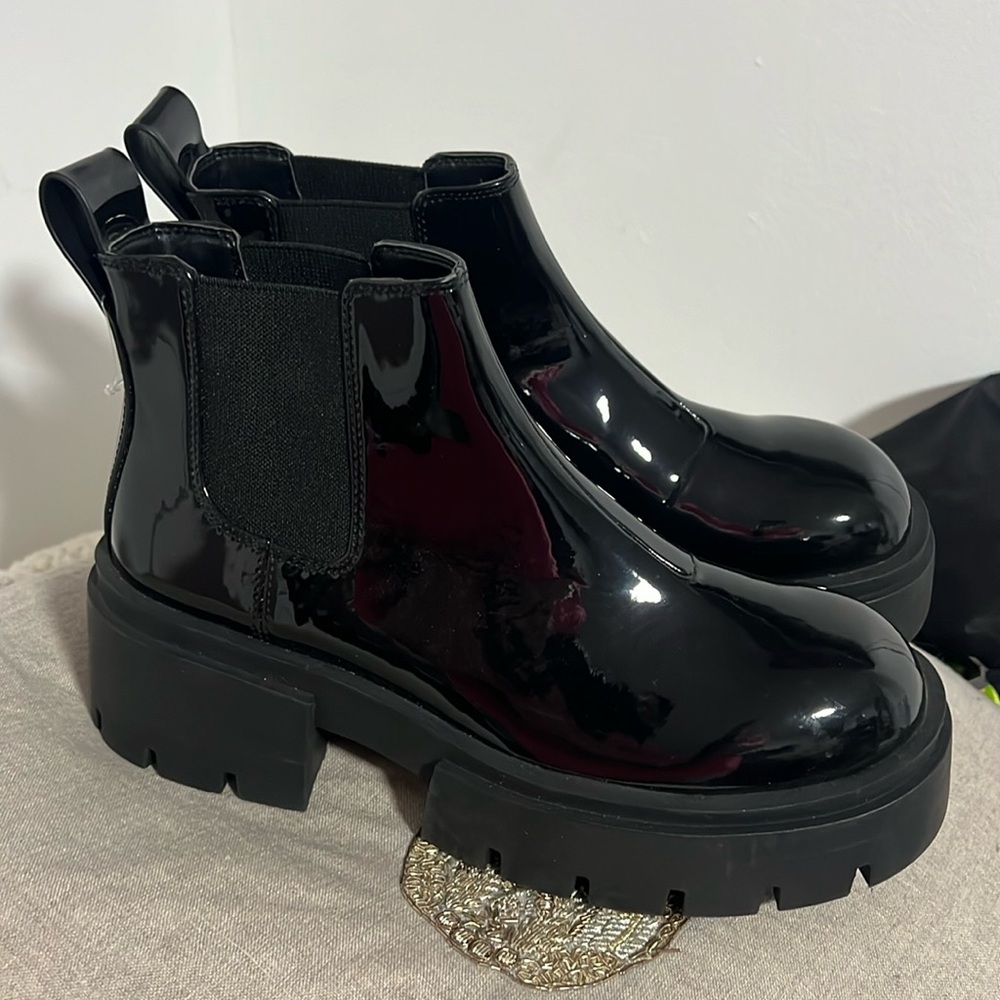 H&M Faux Patent Leather Platform Boots